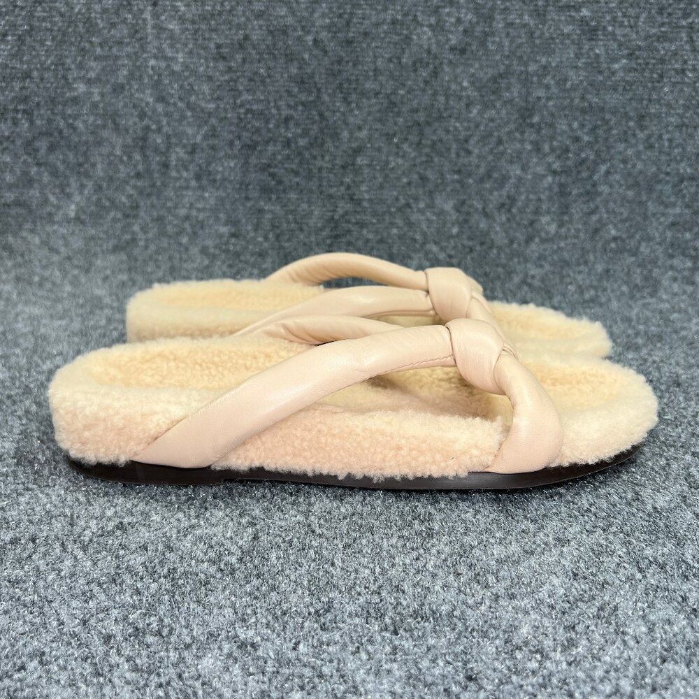 LAFAYETTE 148 New York Honore Sandals Women's 8 Tan Leather Lambs Wool Sherling